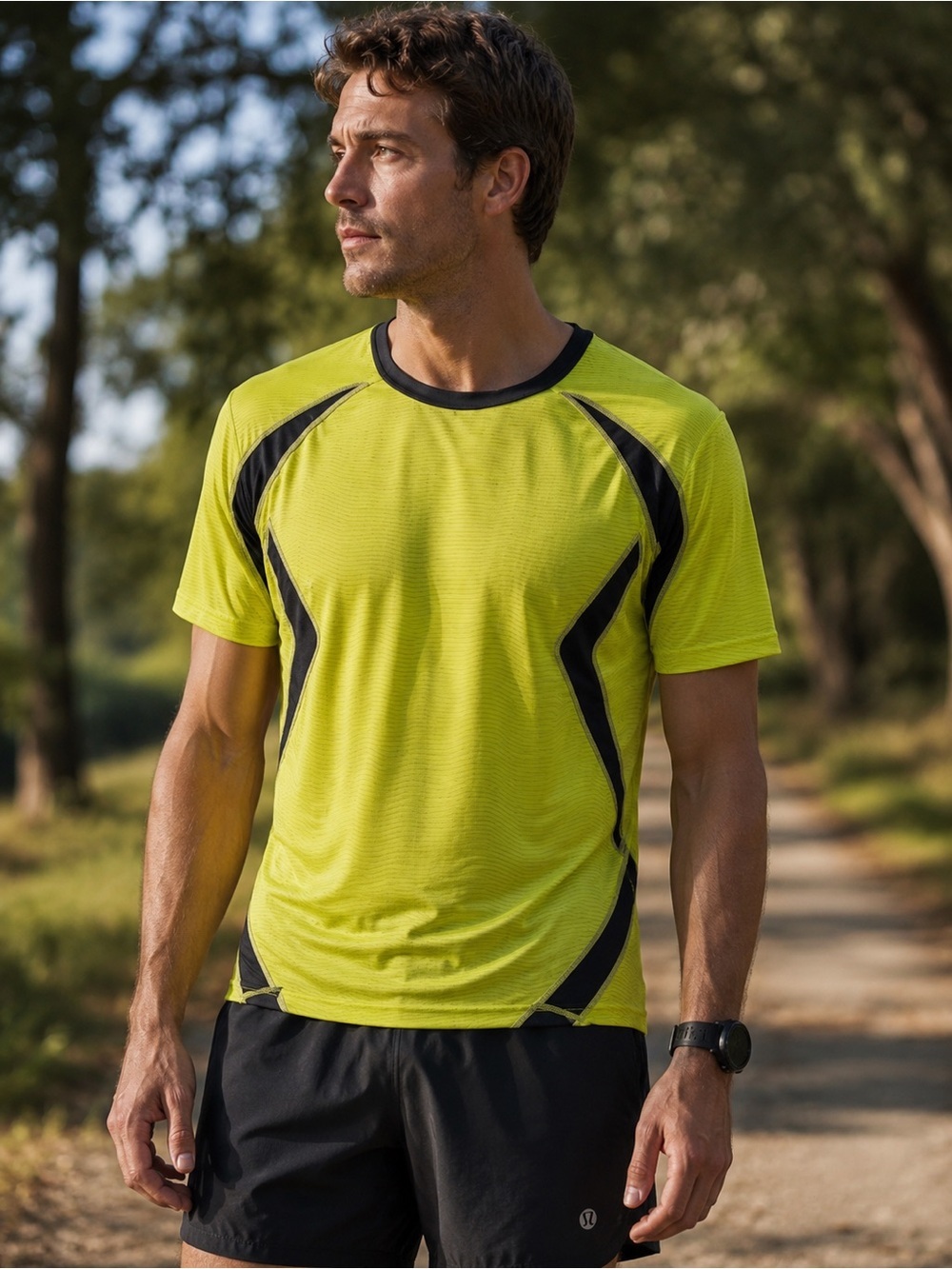 Lululemon Men's Highlighter Yellow Athletic Running Tee
